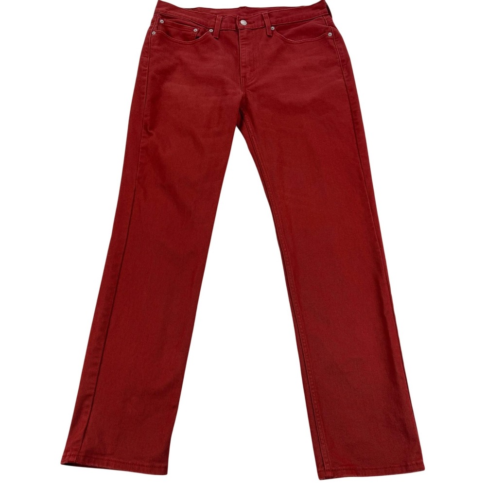 Levis 514 Jeans Mens 34 Red Straight Leg Stretch Denim Casual Pants 35x33